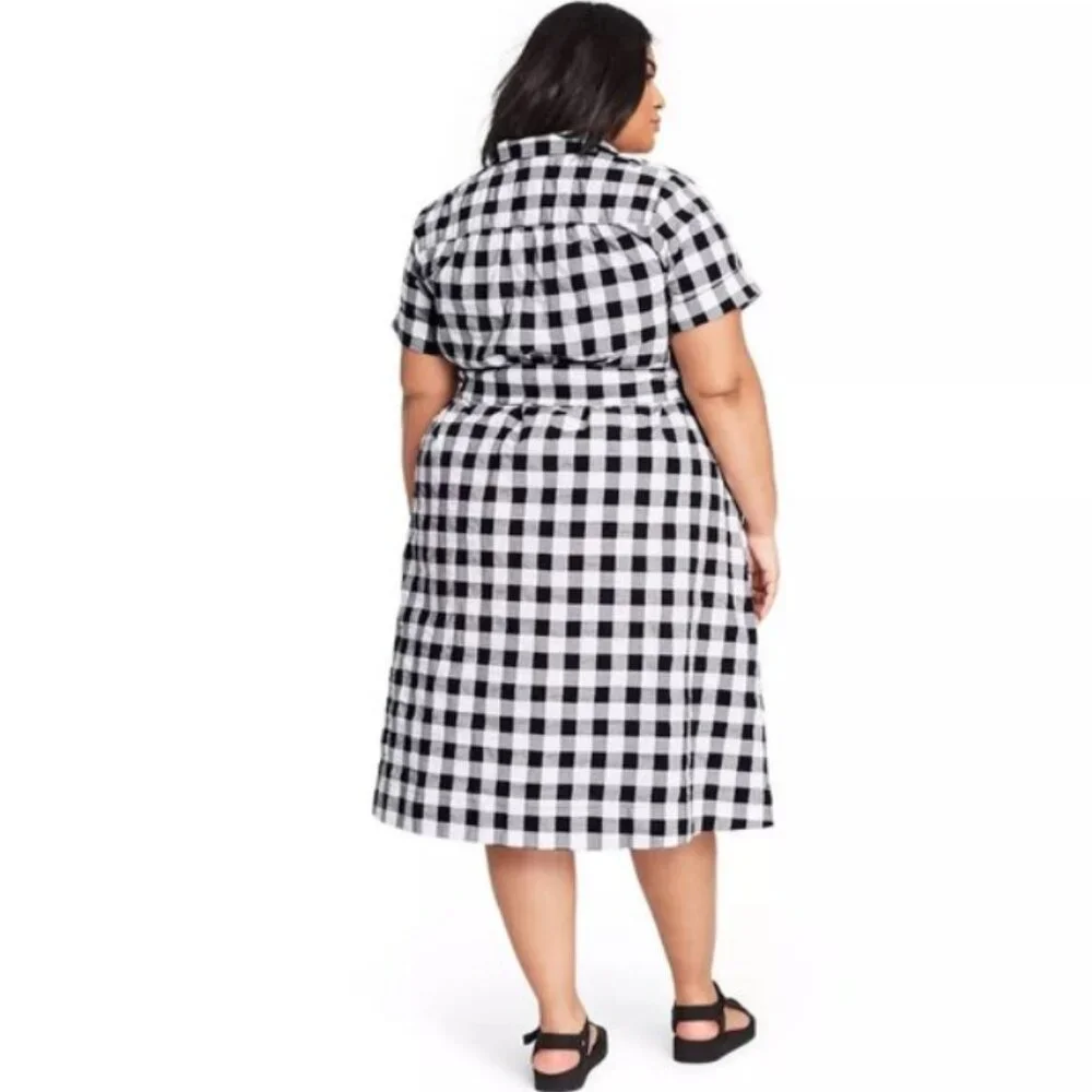 Lisa Marie Fernandez x Target Black White Gingham Checkered Shirt Dress NWT 3X - Picture 3 of 4